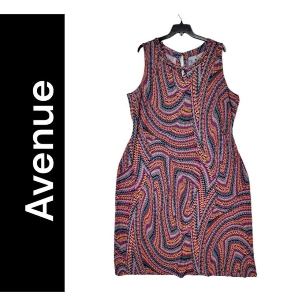 Avenue Dress Plus Size 26 / 28 Women Sheath Sleeveless Dress Scoopneck